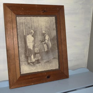 Vintage R. Hendrickson - 1970's Mom and Daughter/Man with Monkey/ Framed/Sepia