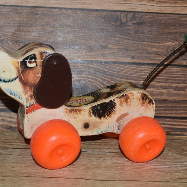 Vintage Mid Century FISHER PRICE Little Snoopy - Dog Pull Toy - 1965