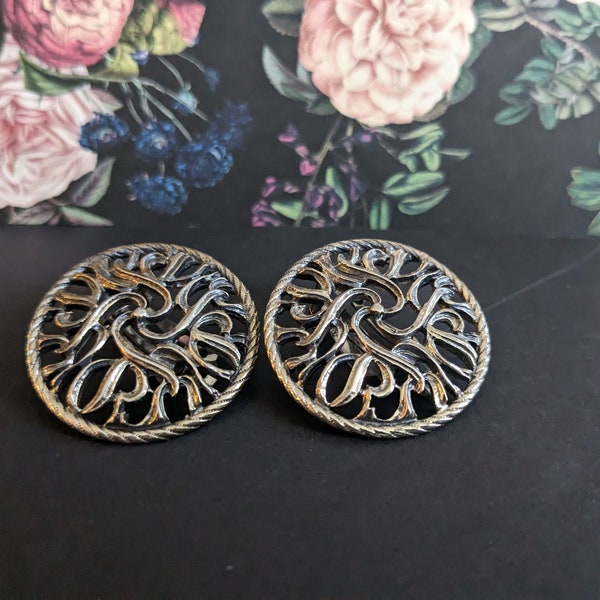 Vintage 1940's B. A. Ballou & Co Sterling Silver Clip Earrings - Circular