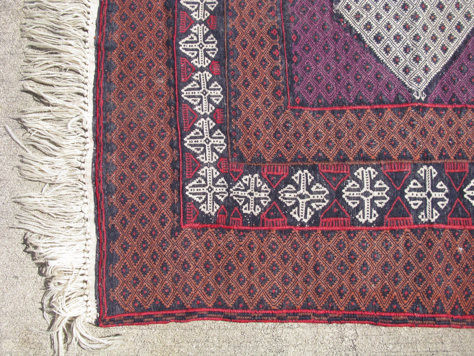 Kilim sofra rug eating cloth Afghanistan purple black wool Etsy