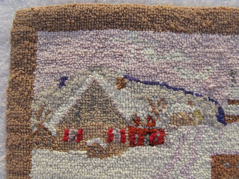 Semiantique Hooked Rug on Burlap American Folk Art Canada Etsy