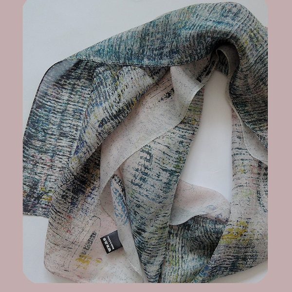 Silk Scarf, contemporary abstract floral graphic motif, charming gift