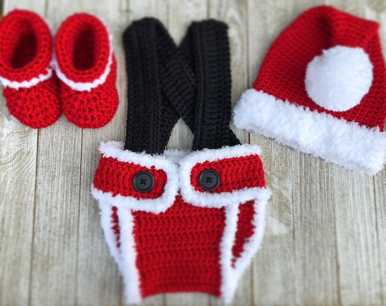 baby santa hat Christmas gift Christmas first outfit Christmas hat Santa Diaper Cover- Christmas Infant Crochet santa hat set Santa