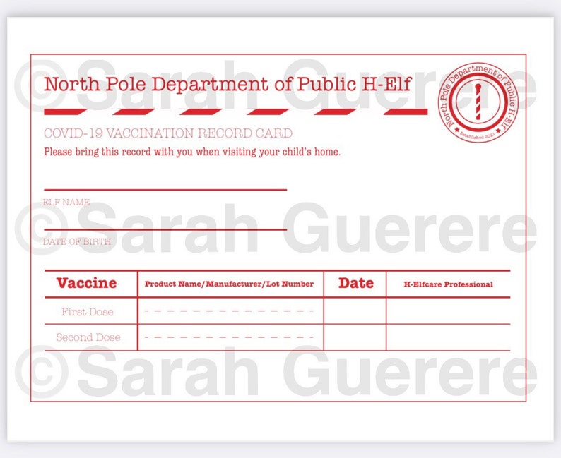 Elf Vaccination Card Free Printable