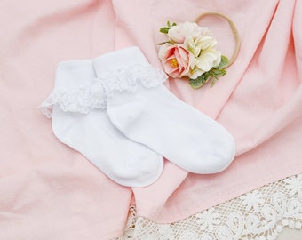 baby white frilly socks