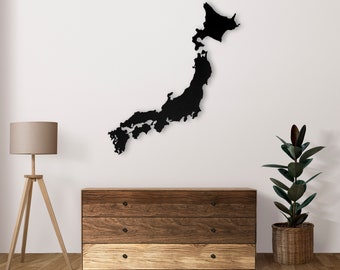 UBAMAP JAPAN - Wood Sticker Japan Map, Wall Art, Apartment Decor, Map Board, Black, for Your Room, Living Room, Office