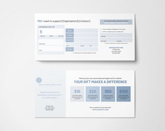 Donation Card | Donor Reply Card Template | Customizable Template