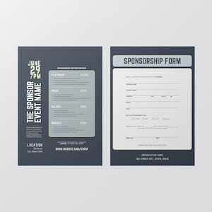 Event Sponsorship Levels Template Packet |  Fundraiser Sponsorship Levels and Benefits | Business Sponsor | Event Sponsorship Menu and Form