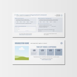 Tarjeta de donación / Plantilla de tarjeta de respuesta de donante / Plantilla personalizable / Formulario de donación por correo directo
