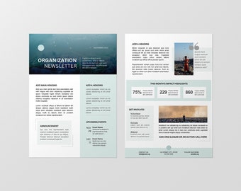 Newsletter Template | Organization Nonprofit Newsletter | Simple Monthly Newsletter |  Canva Template