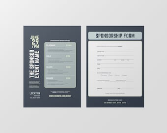 Event Sponsorship Levels Template Packet |  Fundraiser Sponsorship Levels and Benefits | Business Sponsor | Event Sponsorship Menu and Form
