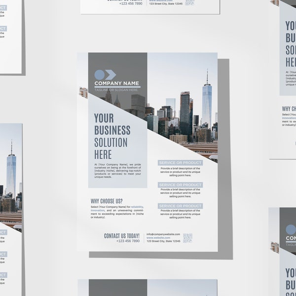 Business One-Pager Template | Business Summary Page | Corporate Business Flyer | Modern Clean Professional | Customizable Canva Template