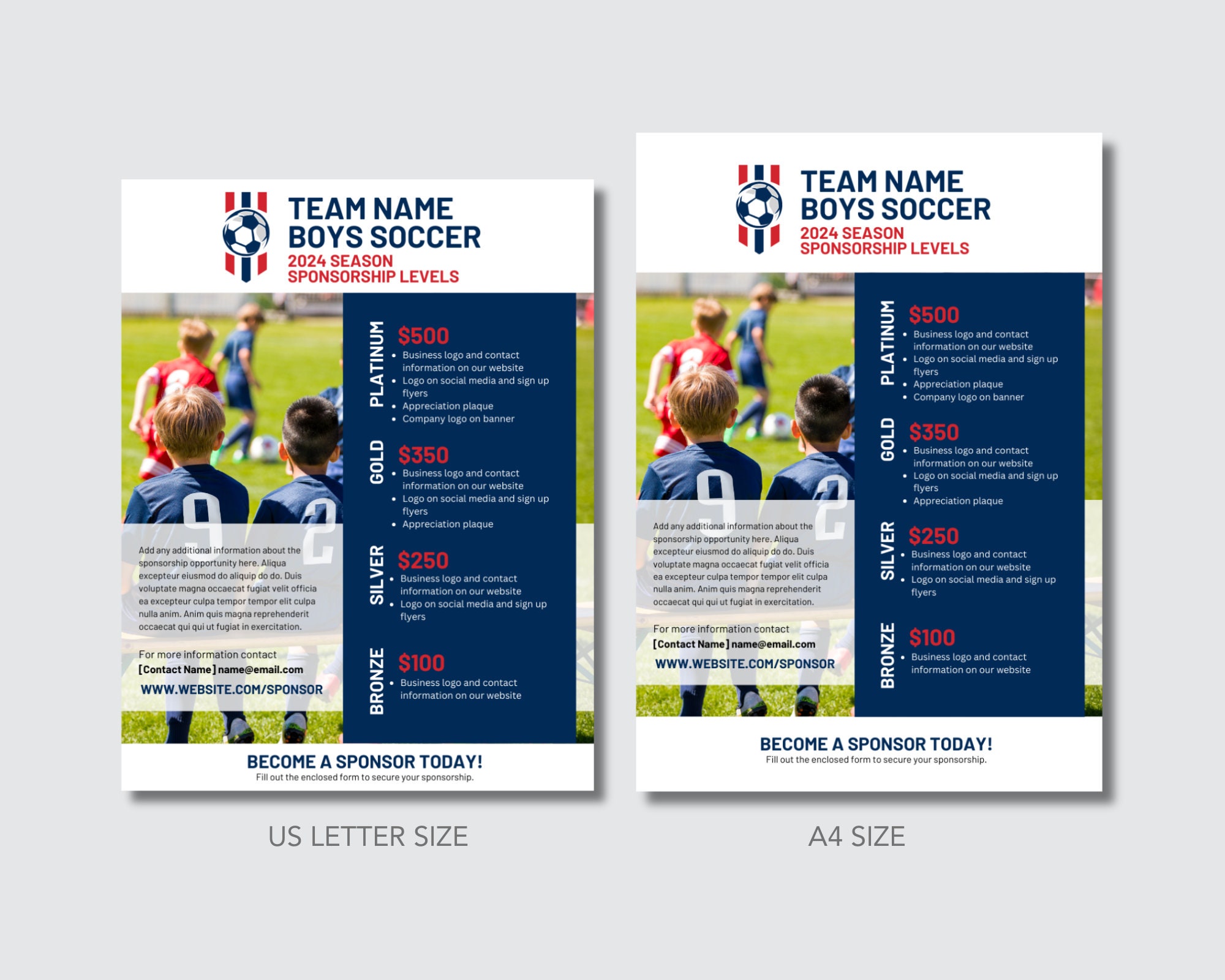 Sports Team Sponsorship Package Template Customizable Editable Two 