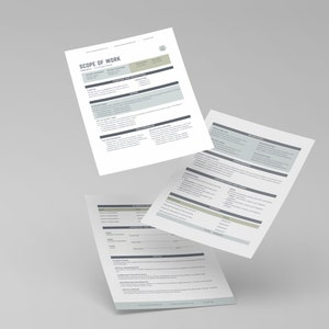 以下が含まれることがあります： 「作業範囲」というタイトルの文書の3ページ。表には「モニタリングと評価」と「成果物と活動」がリストされています。