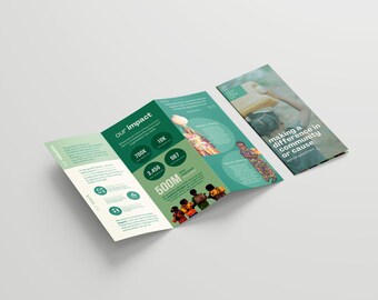 Nonprofit Impact Trifold Brochure Template | Editable Brochure | US Letter Size 11x8.5 | Canva Template