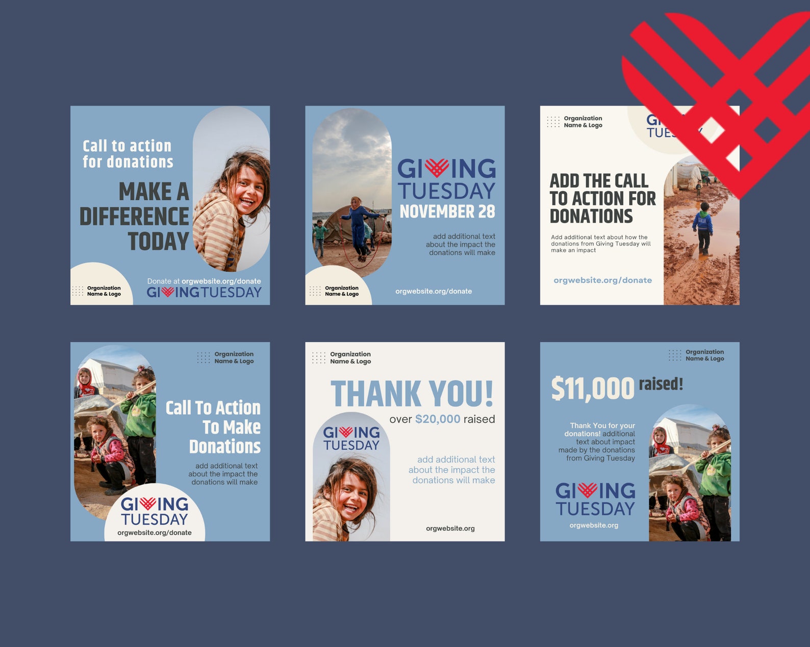 Transformation Tuesday Example Posts Customizable Giving Tuesday Social Media Template for Nonprofits ...