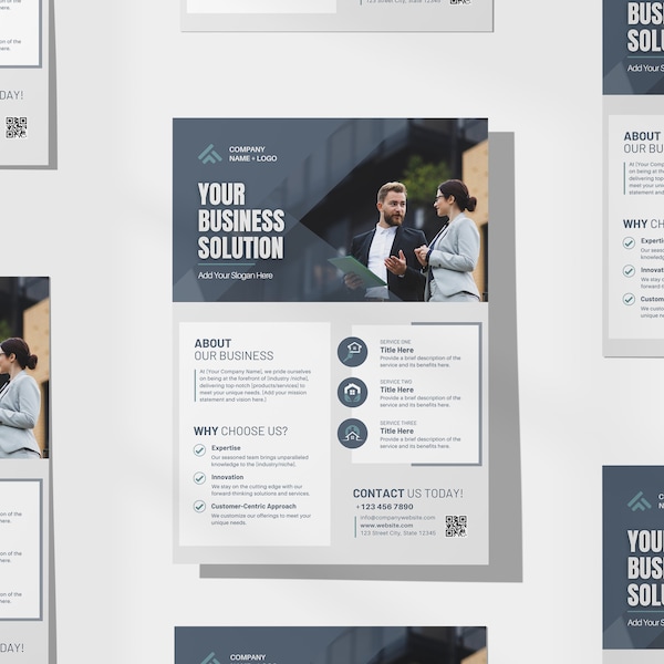 Corporate One-Pager Template | Business Summary Page | Corporate Business Flyer | Modern Clean Professional | Canva Template