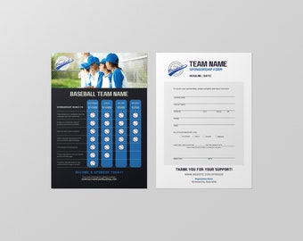 Plantilla de paquete de patrocinio de béisbol/patrocinio de equipo deportivo/formulario personalizable y editable de dos páginas incluido/plantilla Canva