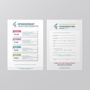 Event Sponsorship Levels Packet Template |  Fundraiser Sponsorship Levels and Benefits | Business Sponsor | Event Sponsorship Menu and Form