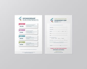 Event Sponsorship Levels Packet Template |  Fundraiser Sponsorship Levels and Benefits | Business Sponsor | Event Sponsorship Menu and Form