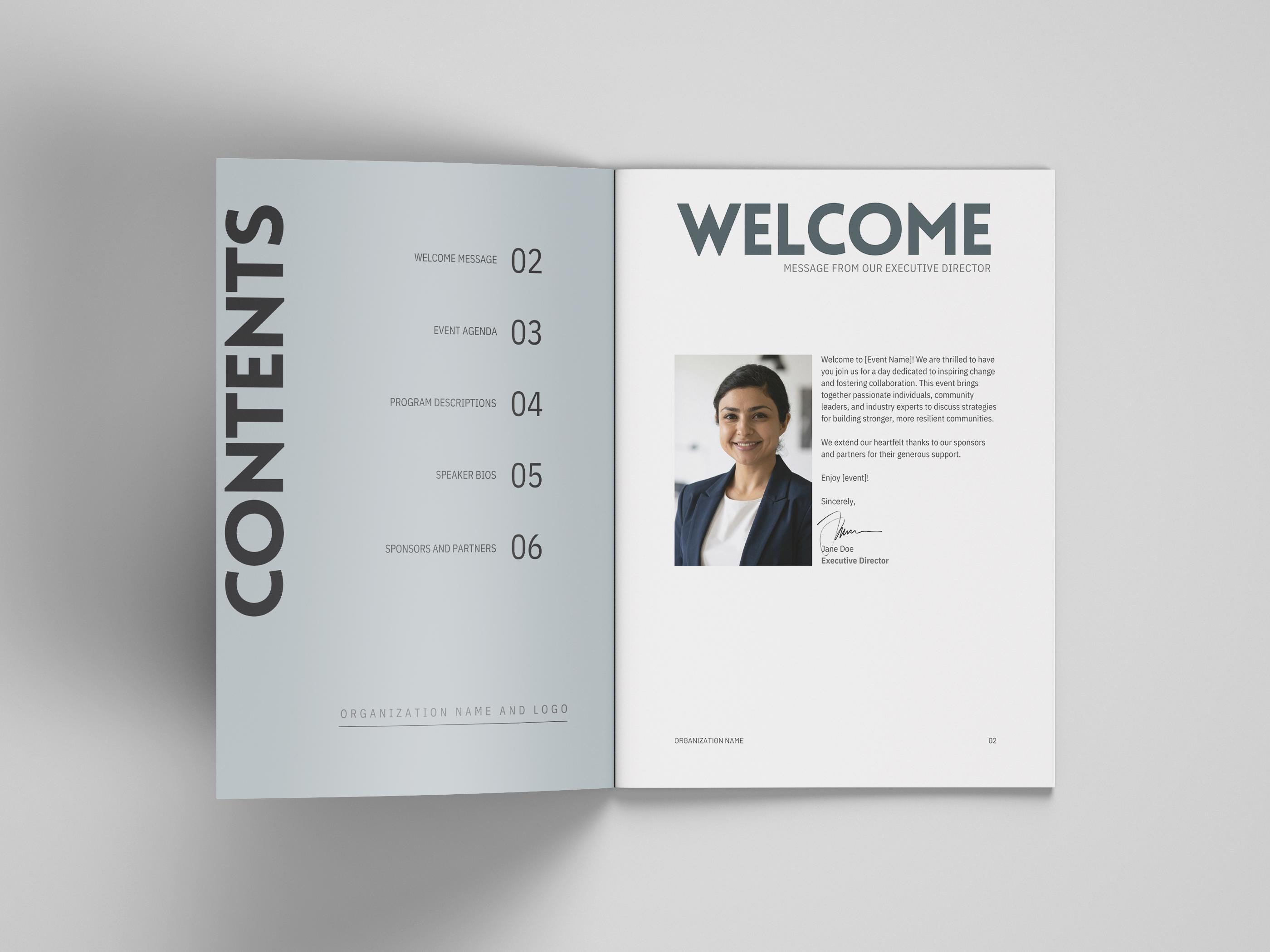 Program Layout Canva Event Program Template | Nonprofit Event Program | Canva Template Canva ...