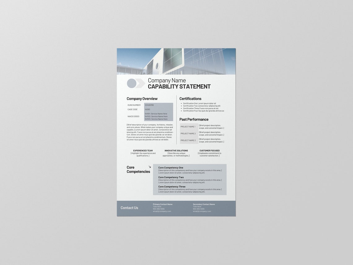Capability Statement Template | Business Capability Statement | Company ...