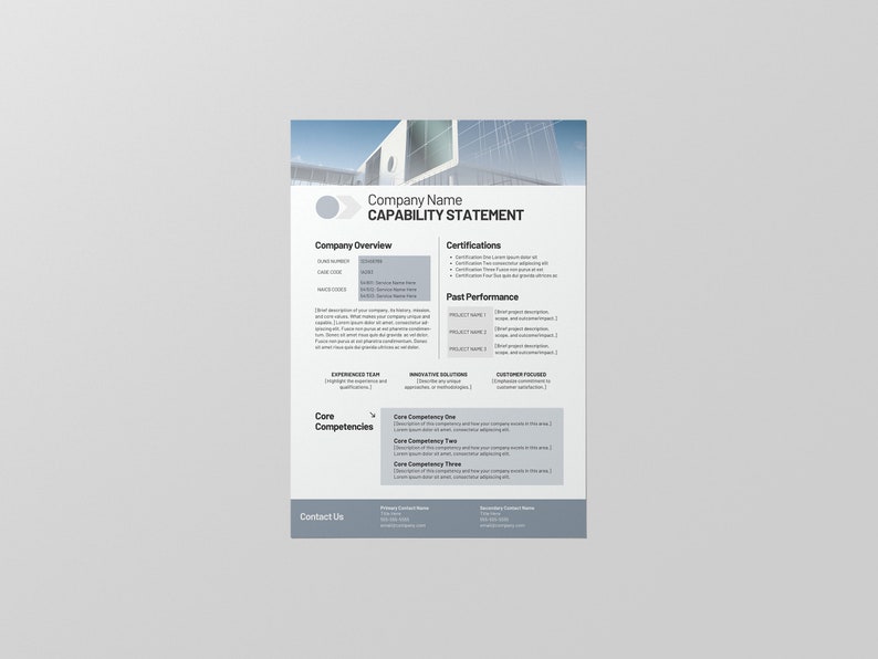 Capability Statement Template | Business Capability Statement | Company ...