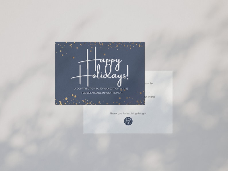 Holiday Honorary Donation Card Nonprofit in Your Honor Donation Card