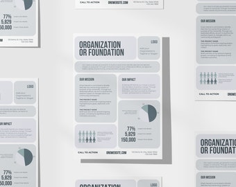 Nonprofit One Pager | Organization Overview Summary Page | Impact, Mission | Canva Template