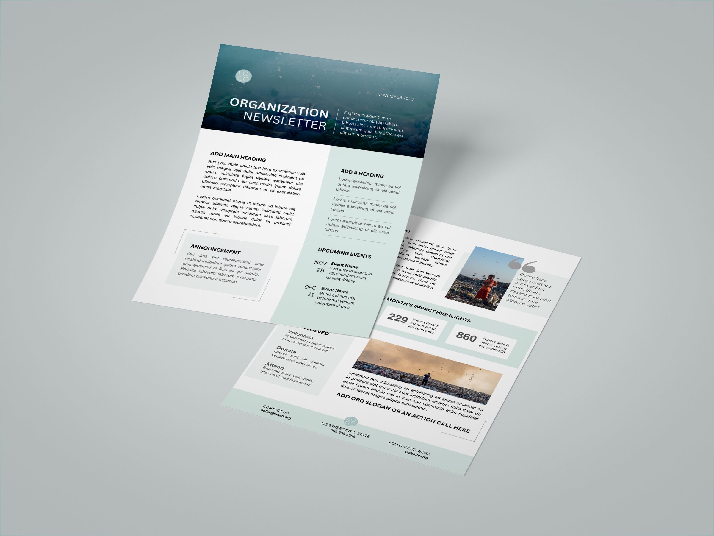 Newsletter Template | Organization Nonprofit Newsletter | Simple ...