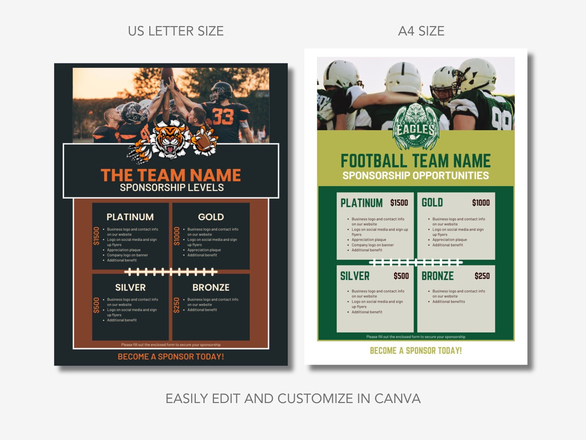 Football Sponsorship Sports Team Sponsorship Package Template 
