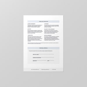 May include: A black and white document with the title "Terms and Conditions" and a section titled "Proposal Approval". The document includes a section for a party's signature and date.