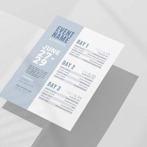 May include: A light blue event schedule for June 27-29. The schedule lists the days of the week, dates, and times for each event. The event name is not visible in the image.