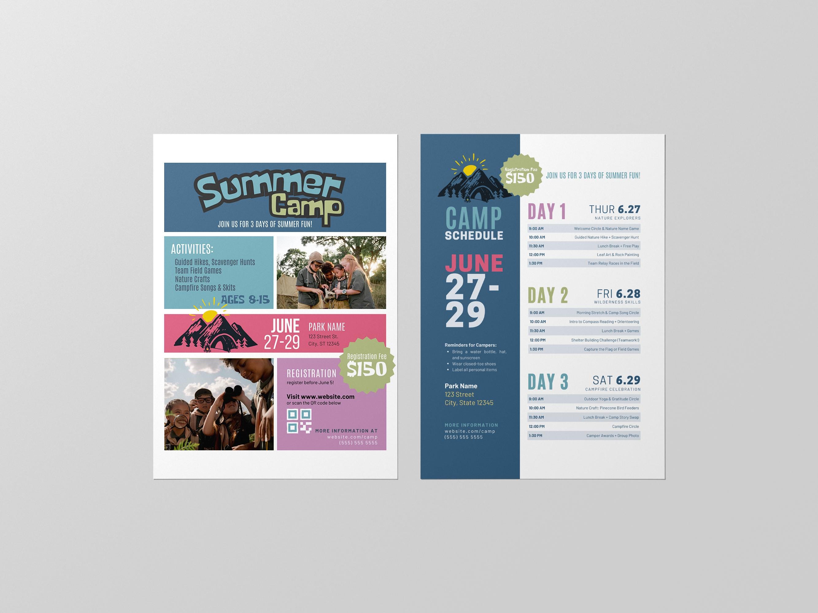 Summer Camp Info Packet Template | Summer Youth Camp Schedule ...