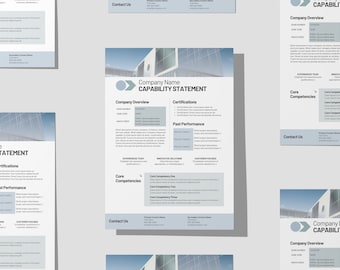 Capability Statement Template | Business Capability Statement | Company Overview | Customizable Canva Template