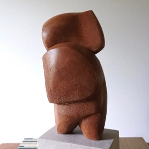 Postmodern Nude Stone Sculpture Abstract vintage mid century Female Chubby image 1