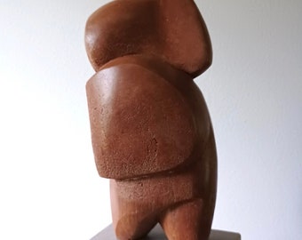 Postmodern Nude Stone Sculpture Abstract vintage mid century Female Chubby