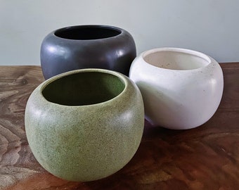 Sculptural  Orb pottery vase trio Gainey Style Vintage Handmade midcentury Studio planter architectural ikebana styling California