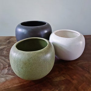 Sculptural Orb pottery vase trio Gainey Style Vintage Handmade midcentury Studio planter architectural ikebana styling California image 1