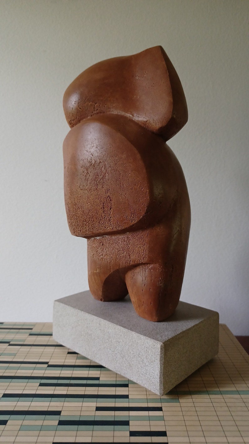 Postmodern Nude Stone Sculpture Abstract vintage mid century Female Chubby image 3