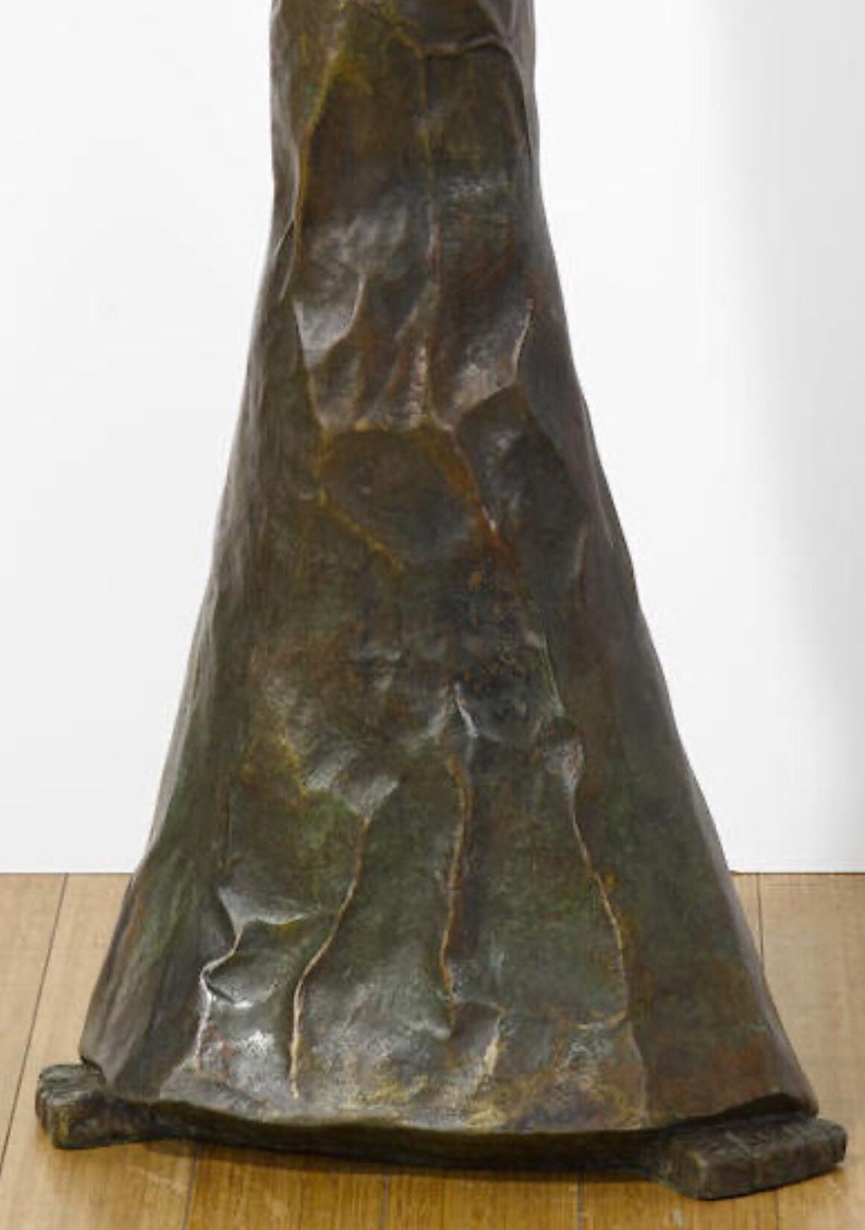 Rare Angel Botello Brutalist Bronze Vintage Sculpture Tall Girl Titled Diana 1983 Signed Puerto Rico image 6