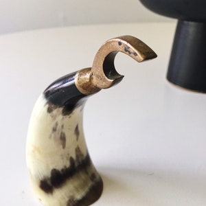 Unusual Horn Bottle Opener Denmark Vintage Barware image 1