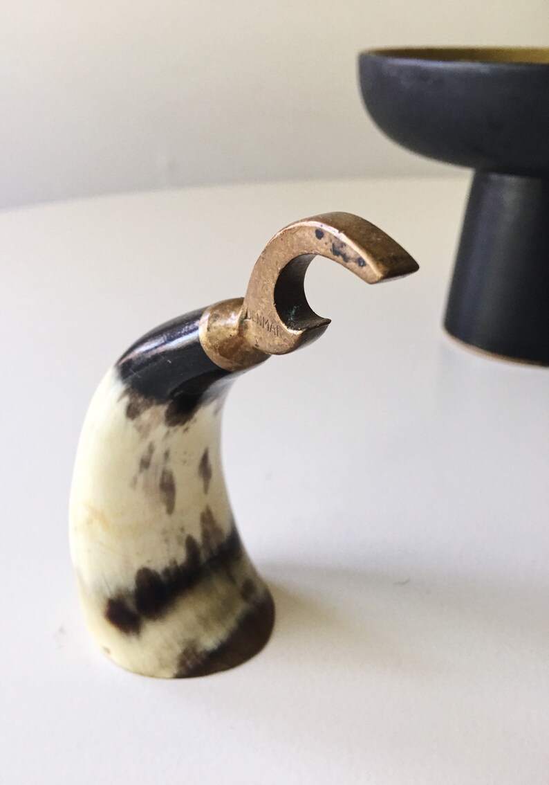 Unusual Horn Bottle Opener Denmark Vintage Barware image 1