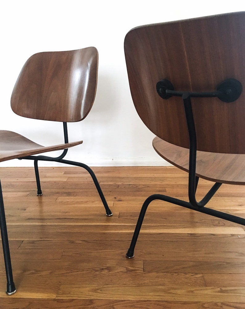 Reserved for Aidan Matching Pair of 1954 LCM Eames chairs marked black frame image 1