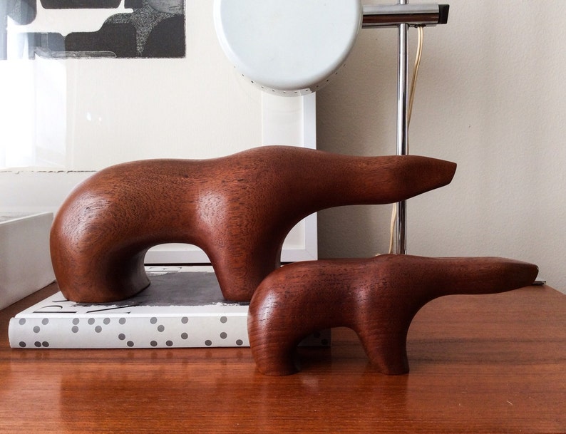 Bear Figure by Arne Tjomsland for Goodwill Produkter A/S Sandefjord, Norway Teak Danish Mid Century Rare Cub image 1