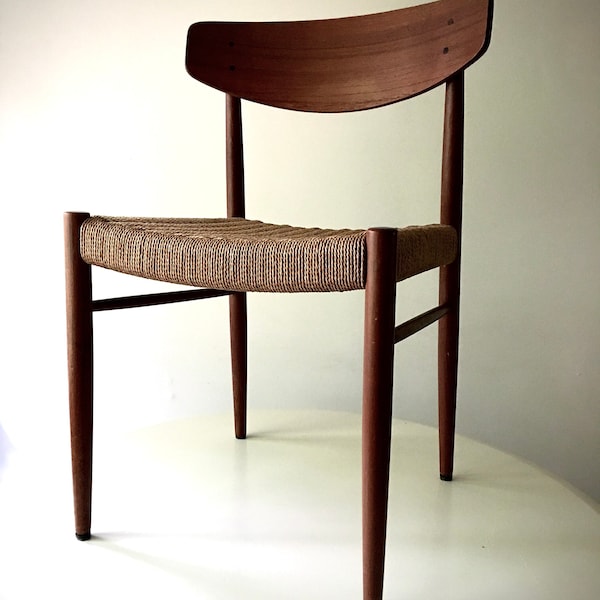 Rare Set of 6 Dining Chair Mid Century Modern Vintage Lounge Danish Denmark Teak Paper Cord