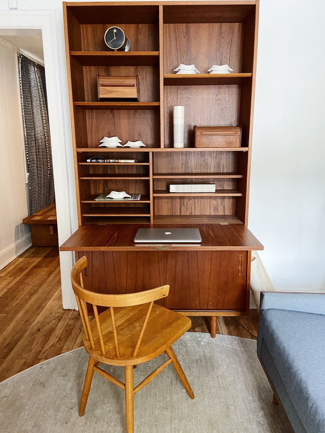 Carlo Jensen Secretaire Desk, Credenza Combo Bookcase Danish