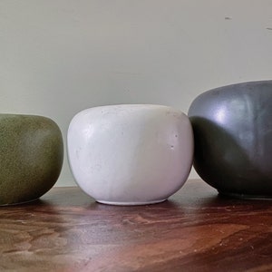 Sculptural Orb pottery vase trio Gainey Style Vintage Handmade midcentury Studio planter architectural ikebana styling California image 5