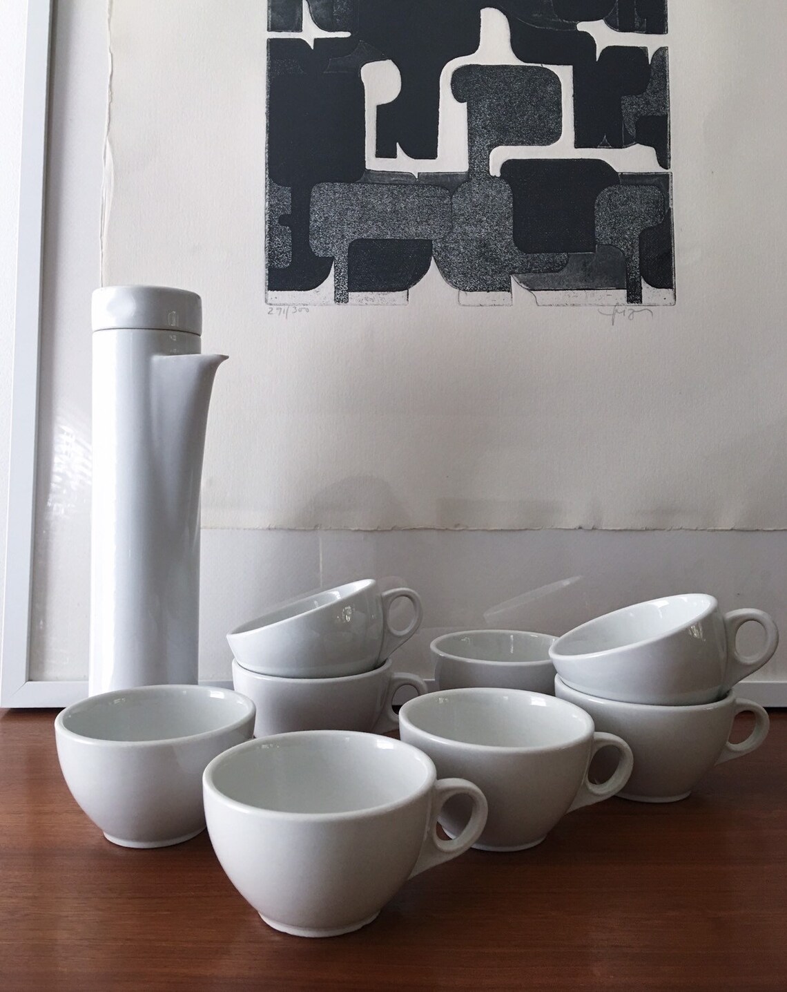 Set of Eight Restaurantware Coffee Cups Made in USA White Etsy