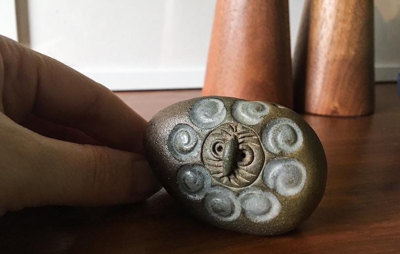 Small Unique Pottery Owl Vintage Scandinavian Danish Modern Pottery Mid Century Signed crane